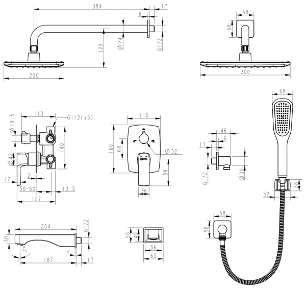 Душевая сиситема Lemark Ursus (LM7222BL)